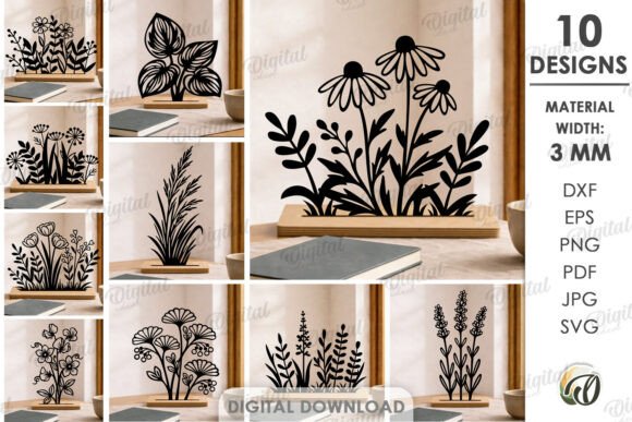 Download Flower Stands Decor Bundle Laser Cut - Flow Collection