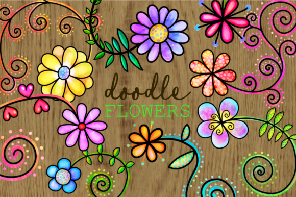 Download Hand Drawn Doodle Watercolor Flowers - Flow Collection