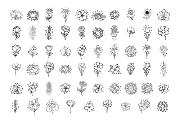 Download Minimal Line Art Flower Icon Set - Flow Collection