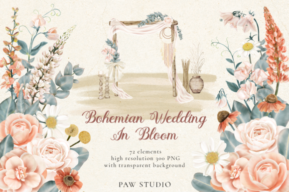 Download Bohemian Wedding Flowers Leaves Clipart - Flow Collection
