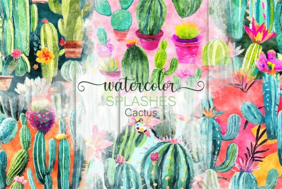 Download Cactus Splashes - Watercolor Textures - Watercolor textures Collection