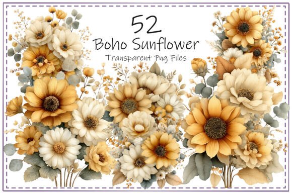 Download Boho Sunflower Clipart Bundle - Flow Collection