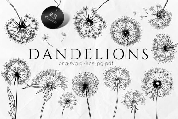 Download Dandelions SVG - Flowers Line Art SVG - Flow Collection