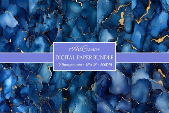 Download Navy Blue &amp; Gold Alcohol Ink Backgrounds - Navy blue Collection