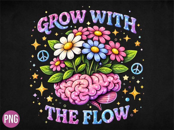 Download Grow with the Flow Brain Floral PNG - Flow Collection