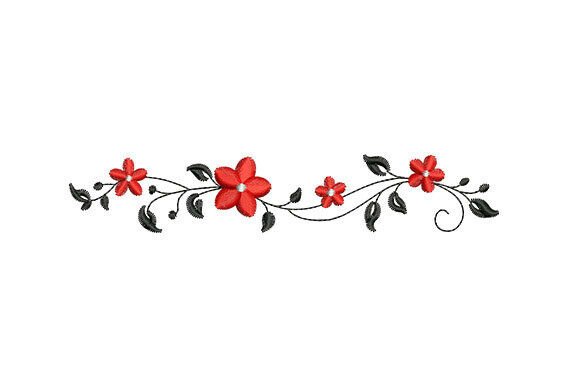 Download Red Flower Vine Embroidery - Flow Collection