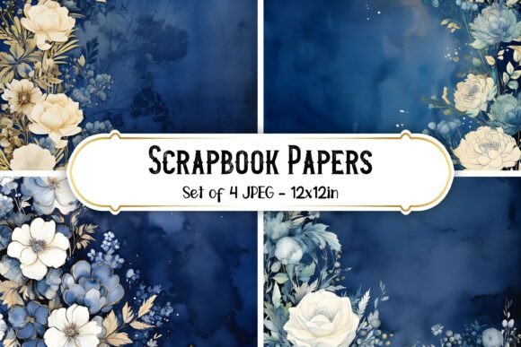 Download Printable Navy Blue Scrapbook Papers - Print Collection