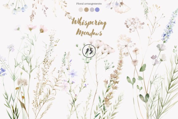 Download Wildflower Clipart Botanical Set - Flow Collection