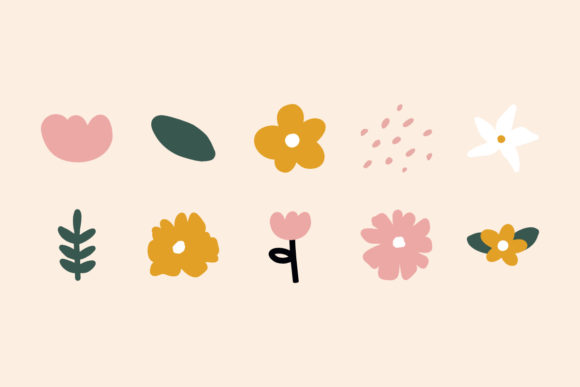 Download Simple Abstract Shapes &amp; Doodle Flowers - Flow Collection