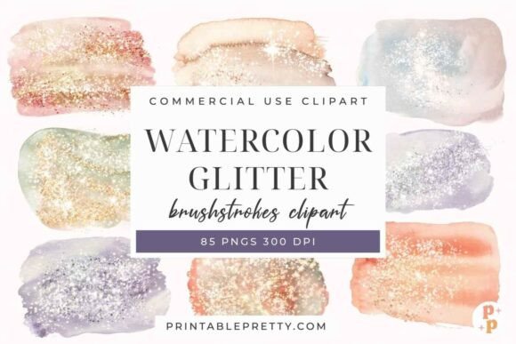 Download Watercolor Glitter Brush Strokes PNG - Premium Resources