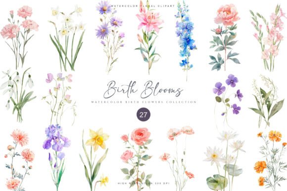 Download Watercolor Birth Flowers Collection - Flow Collection