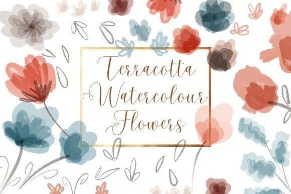 Download Terracotta Watercolour Flowers - Flow Collection