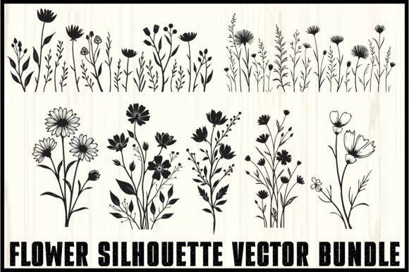 Download Wild Flower Silhouette Vector Set - Flow Collection