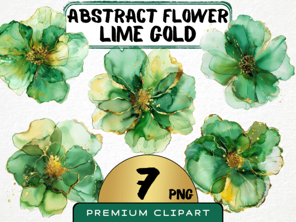 Download Abstract Green Gold Flower Clipart - Flow Collection