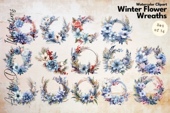 Download Winter Blues Flower Wreaths | Watercolor - Flow Collection
