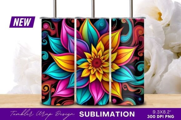 Download Vivid Abstract Flower Art Tumbler - Flow Collection