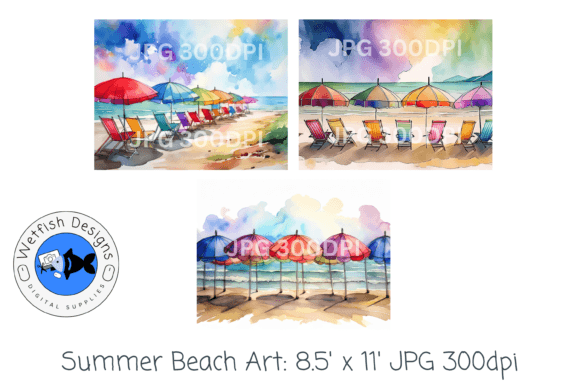 Download Summer Beach Watercolor Digital Prints - Print Collection