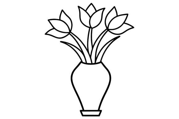 Download Flower Vase Outline with Minimal Shapes - Flow Collection