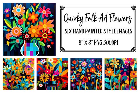 Download Whimsical Hand Painted Folk Art Flowers - Flow Collection