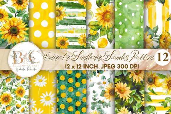 Download Watercolor Sunflower Seamless Pattern - Flow Collection