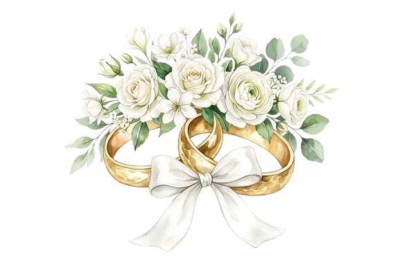 Download Gold Wedding Rings White Flowers - Flow Collection