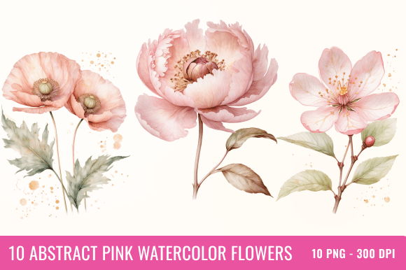 Download Abstract Pink Watercolor Flower Bundle - Flow Collection