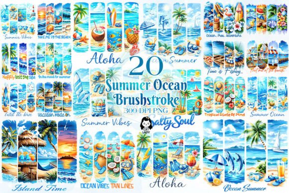 Download Summer Ocean Brush Strokes Clipart - Brush strokes Collection