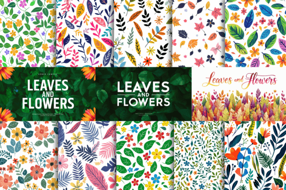 Download Simple Leaves and Flowers Pattern - Flow Collection