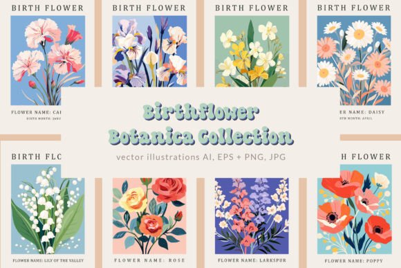 Download Birth Month Flower Market Wall Art - Flow Collection