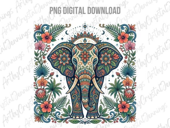 Download Bohemian Floral Elephant Animal PNG - Bohemian Collection