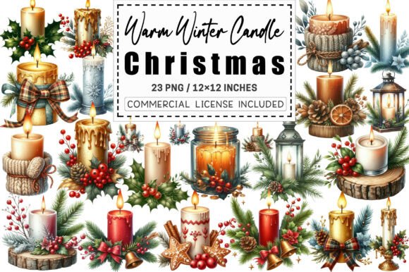 Download Warm Winter Candle Christmas Clipart. - Winter Collection