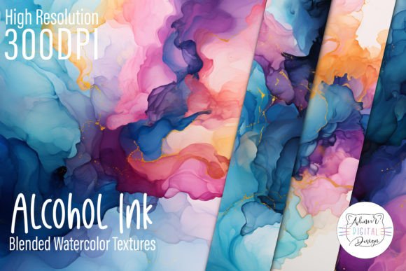 Download Alcohol Ink Blended Watercolor Textures - Premium Bundle