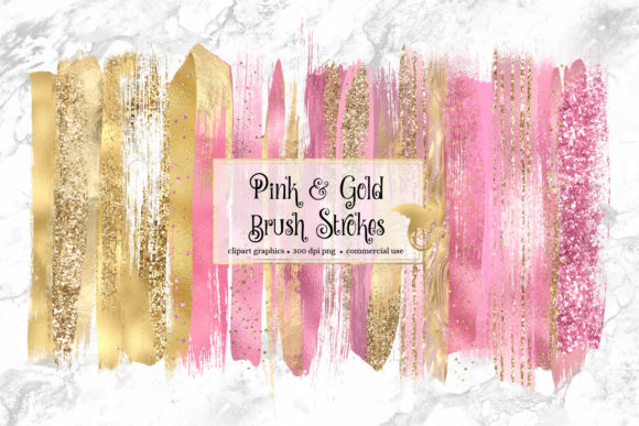 Download Pink and Gold Brush Strokes Clipart - Brush strokes Collection