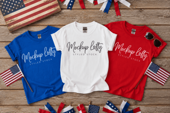 Download Gildan G500B 4th of July Flat Lay Mockup - Flat Collection