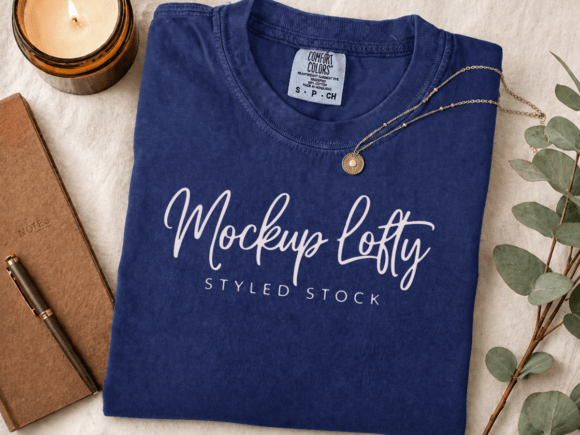 Download True Navy C1717 Flat Lay T-shirt Mockup - Flat Collection