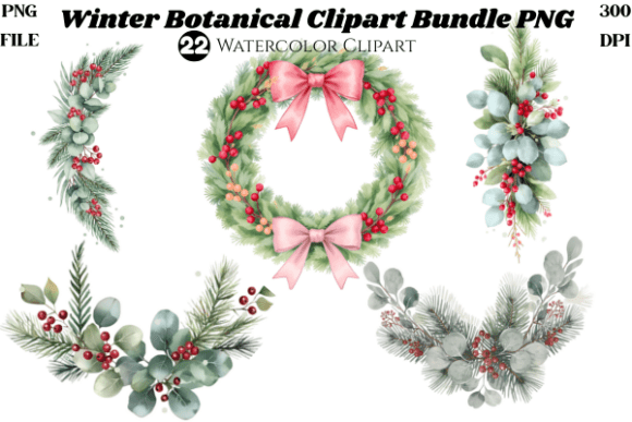 Download Winter Botanical Clipart Bundle PNG | - Winter Collection