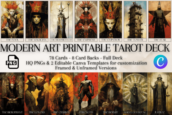 Download Modern Art Printable Tarot Deck 78 Cards - Print Collection