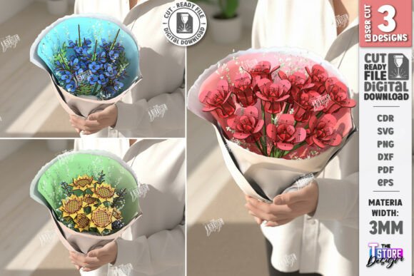 Download Flower Bouquet Laser Cut Bundle | CNC - Flow Collection