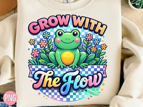 Download Floral Grow with the Flow Cute Frog PNG - Flow Collection