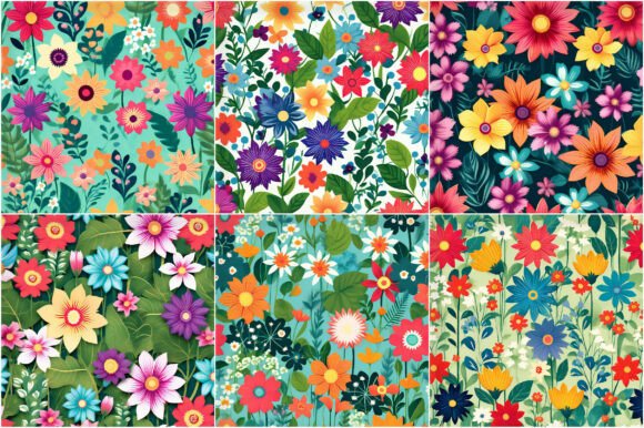 Download Funky Flowers Garden Digital Papers - Flow Collection