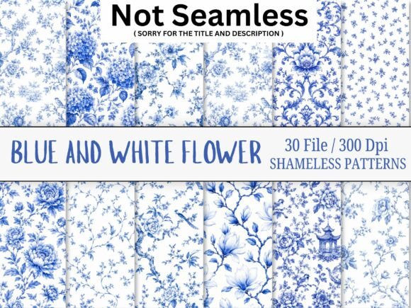 Download Blue and White Watercolor Flower Pattern - Flow Collection