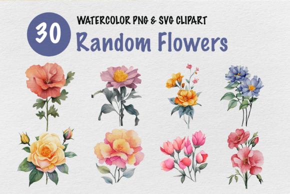 Download Random Flowers Watercolor Clipart - Flow Collection