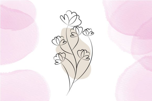 Download Isolated Flower Line Art with Leaf - Flow Collection