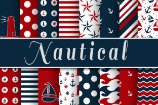 Download Red and Navy Blue Nautical Designs Digital Paper - Navy blue Collection
