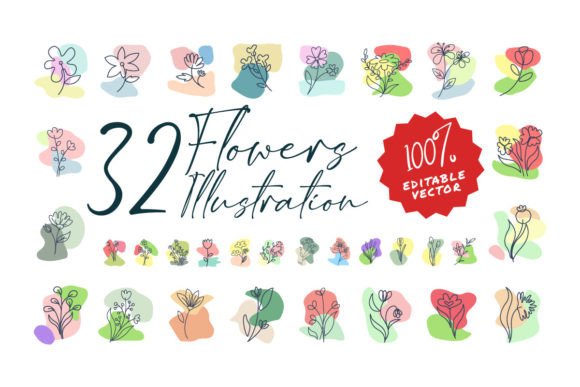 Download Flower Illustration with Background - Flow Collection