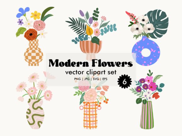 Download Modern Flowers Vector Clipart Set - Flow Collection
