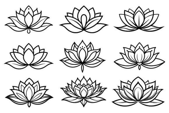 Download Line Drawing Blooming Lotus Flower - Flow Collection