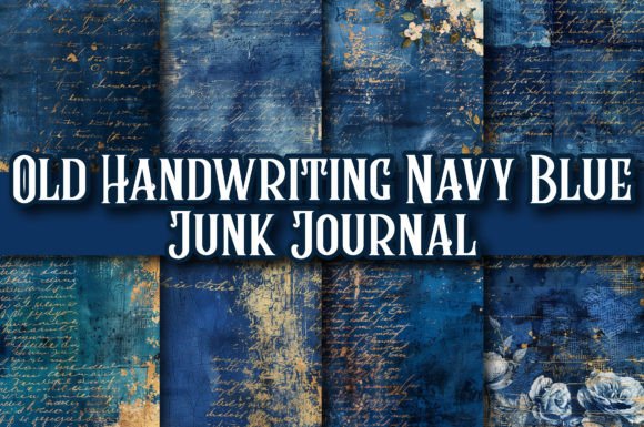 Download Old Handwriting Navy Blue Junk Journal - Navy blue Collection