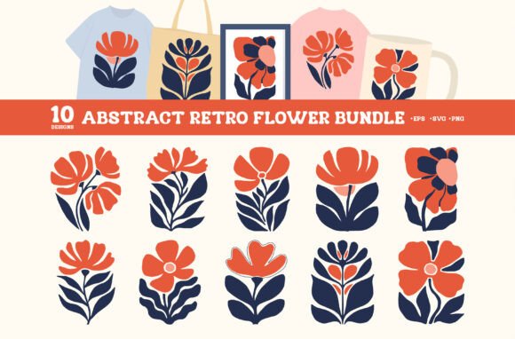 Download Abstract Retro Flower Clipart SVG Bundle - Flow Collection