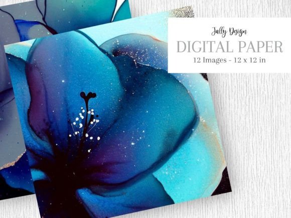 Download Navy Blue Alcohol Ink Flower &amp; Glitter - Flow Collection